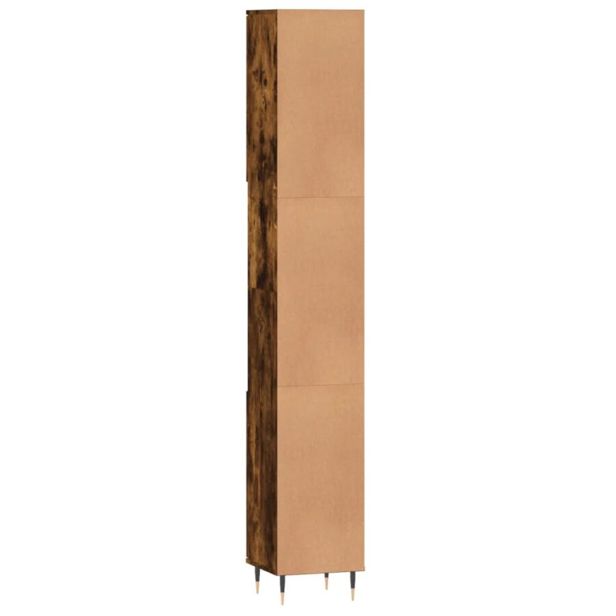 Badkamerkast 30x30x190 cm bewerkt hout gerookt eikenkleurig - Afbeelding 8
