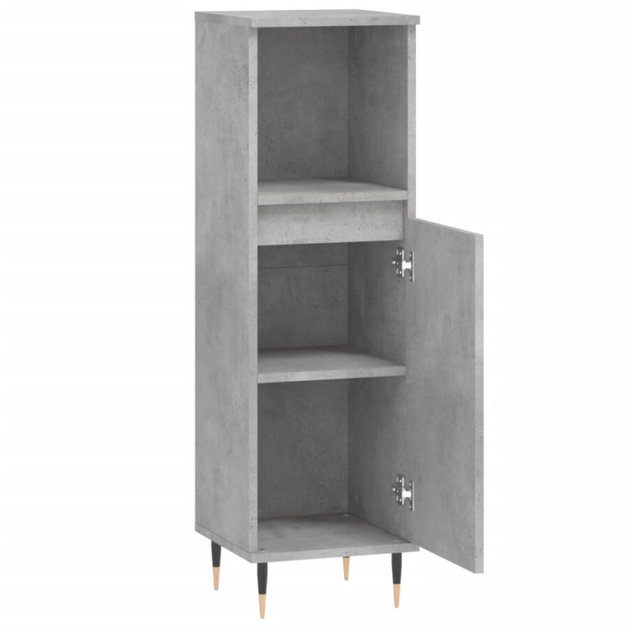 Badkamerkast 30x30x100 cm bewerkt hout betongrijs - Afbeelding 6