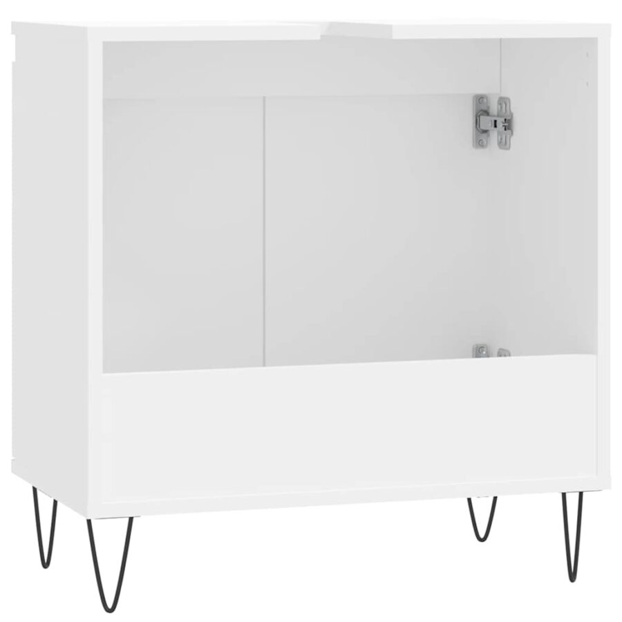 Badkamerkast 58x33x60 cm bewerkt hout wit - Afbeelding 7
