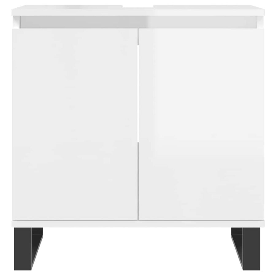 Badkamerkast 58x33x60 cm bewerkt hout hoogglans wit - Afbeelding 4