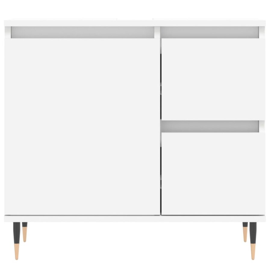 Badkamerkast 65x33x60 cm bewerkt hout wit - Afbeelding 5
