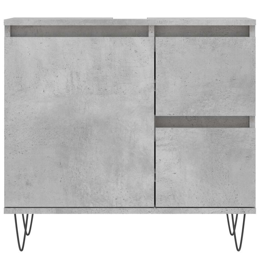 Badkamerkast 65x33x60 cm bewerkt hout betongrijs - Afbeelding 5