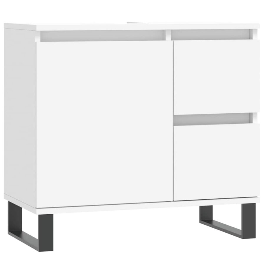 Badkamerkast 65x33x60 cm bewerkt hout wit - Afbeelding 2