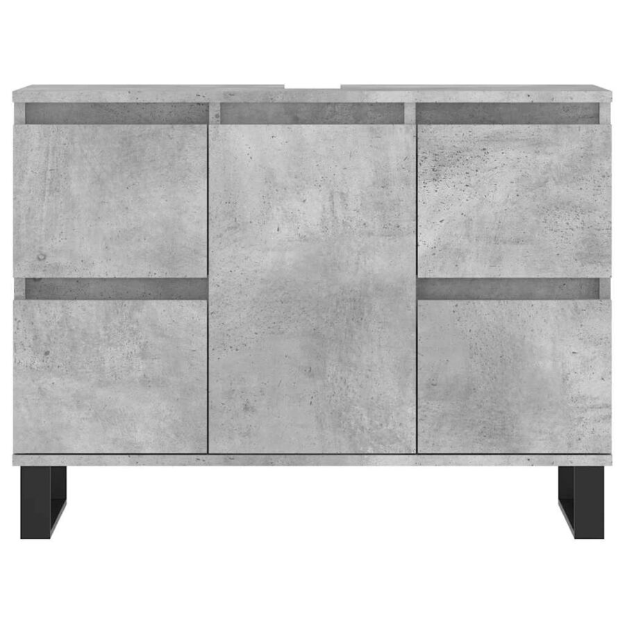 Badkamerkast 80x33x60 cm bewerkt hout betongrijs - Afbeelding 5