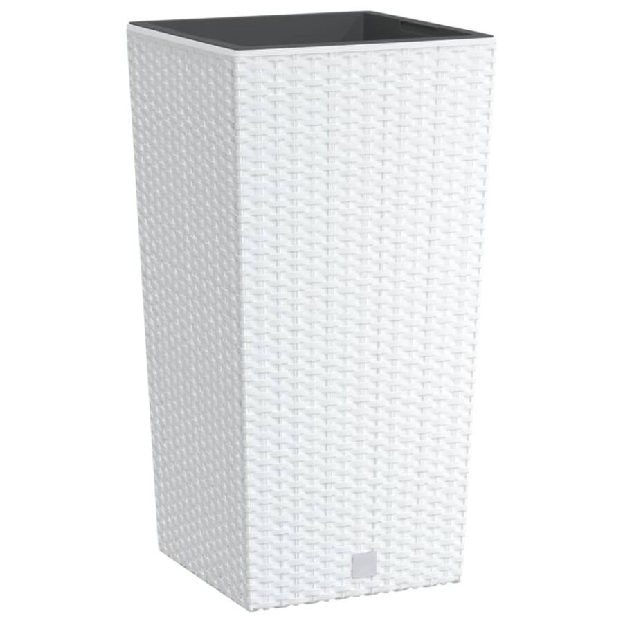 Plantenbak met uitneembare bak rattan-look 11/26,5 L PP wit - Afbeelding 2