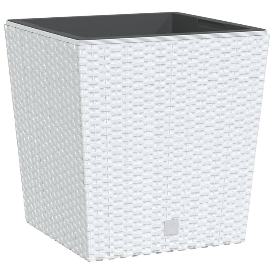 Plantenbak met uitneembare bak rattan-look 21/32 L PP wit - Afbeelding 2