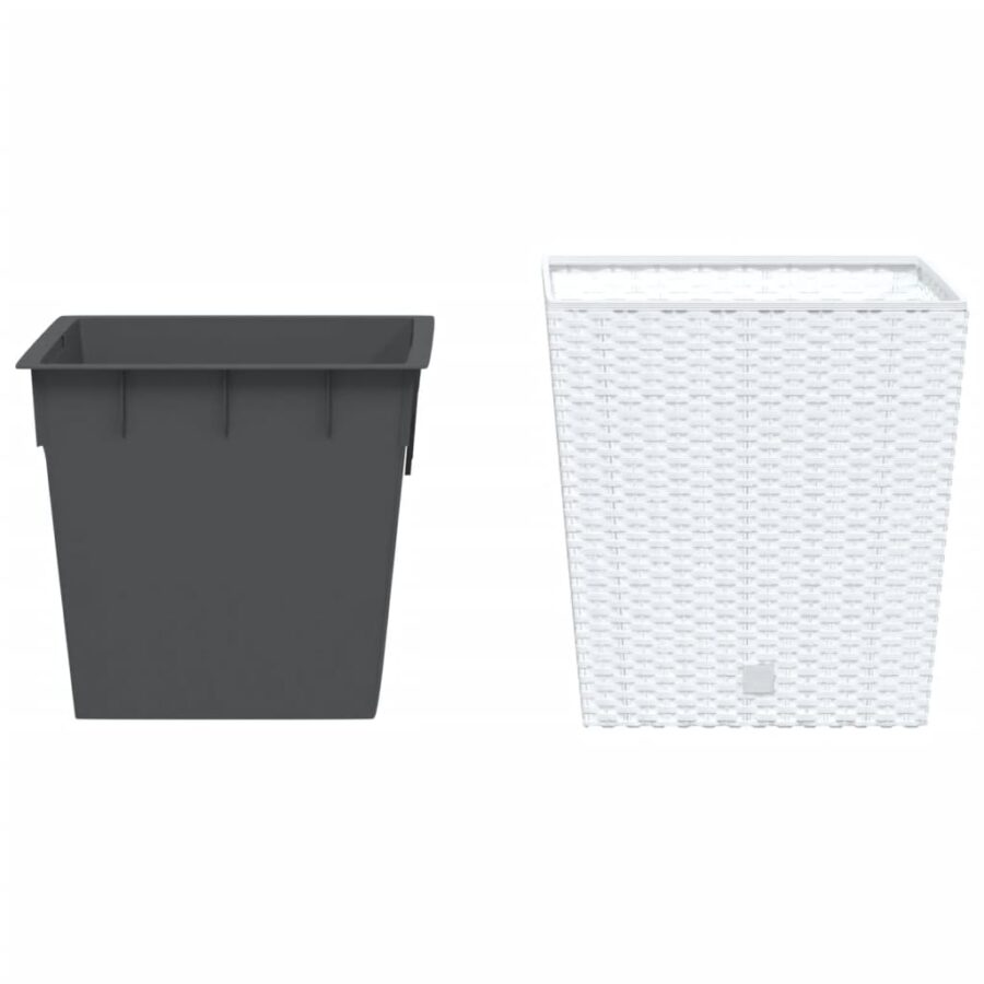 Plantenbak met uitneembare bak rattan-look 21/32 L PP wit - Afbeelding 3