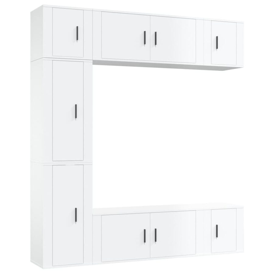 7-delige Tv-meubelset bewerkt hout hoogglans wit - Afbeelding 2