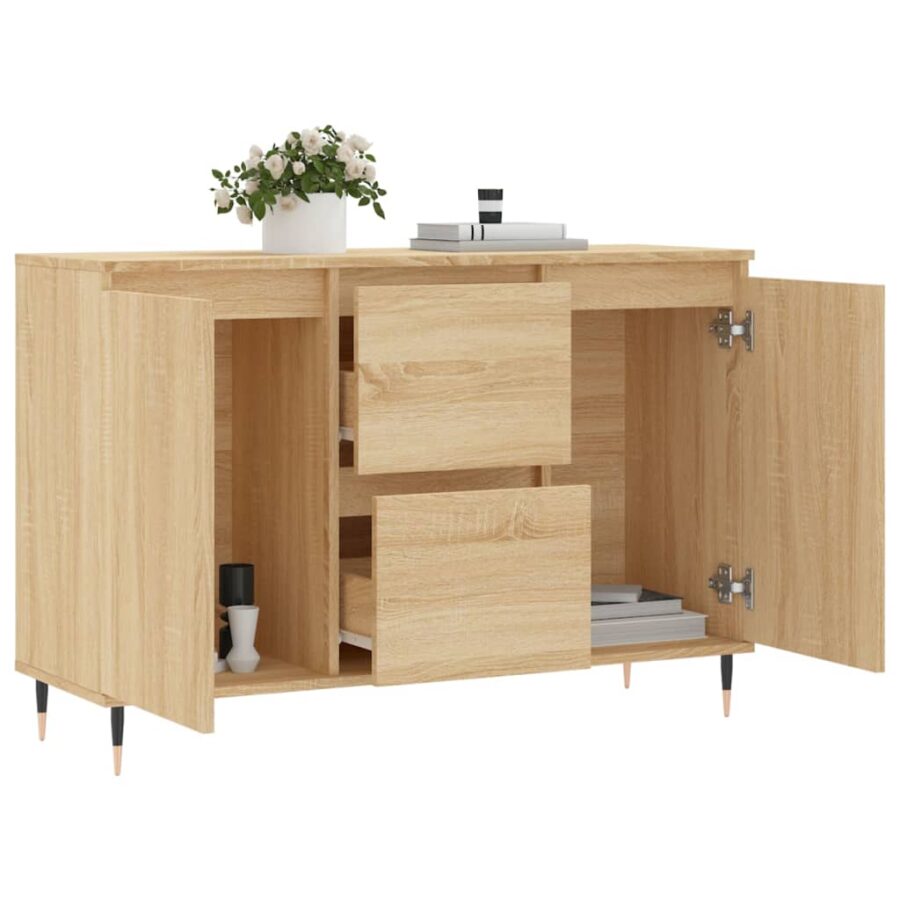 Dressoir 104x35x70 cm bewerkt hout sonoma eikenkleurig - Afbeelding 4