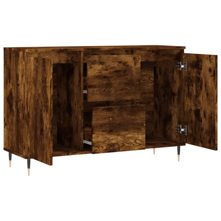 Dressoir 104x35x70 cm bewerkt hout gerookt eikenkleurig - Afbeelding 6