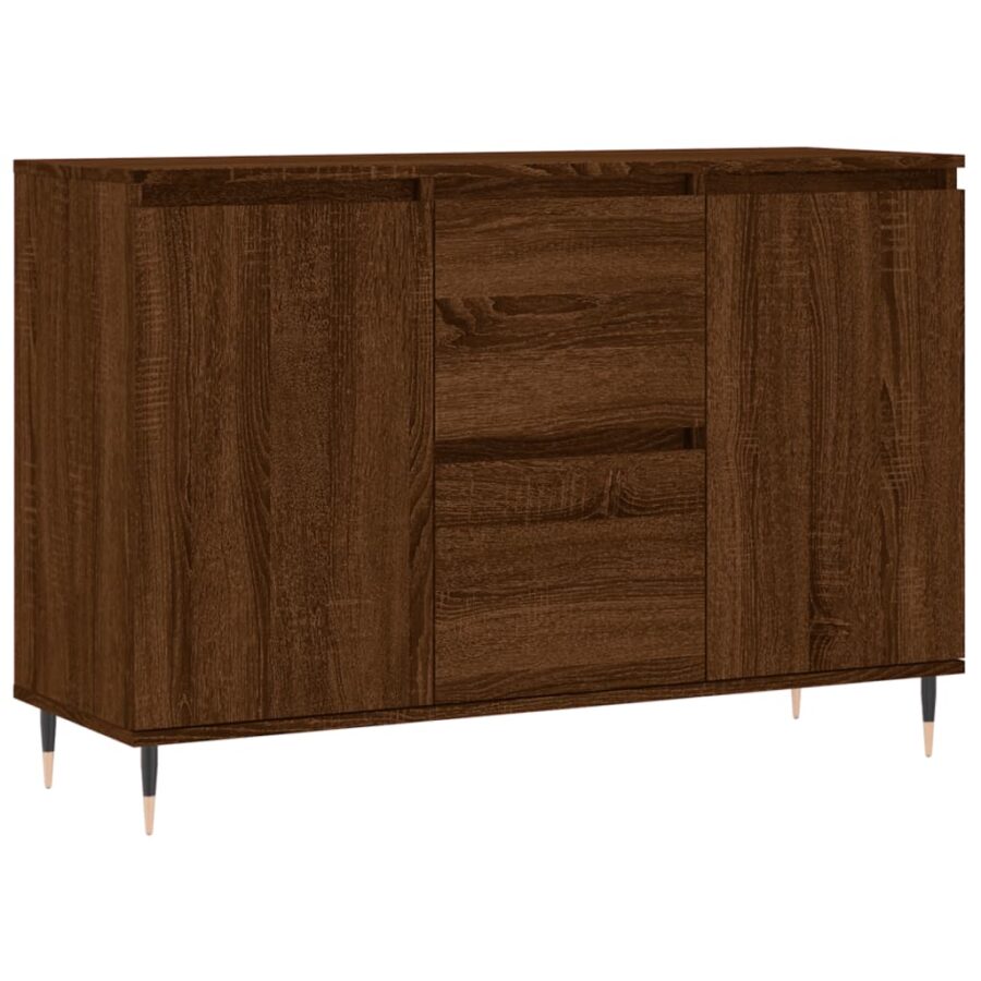 Dressoir 104x35x70 cm bewerkt hout bruin eikenkleur - Afbeelding 2