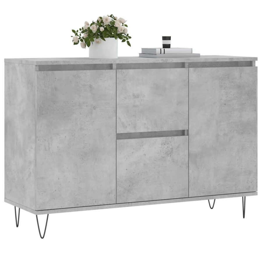 Dressoir 104x35x70 cm bewerkt hout betongrijs - Afbeelding 3