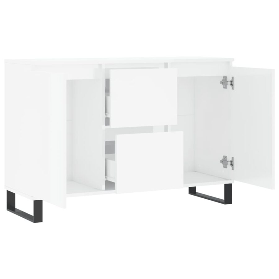 Dressoir 104x35x70 cm bewerkt hout hoogglans wit - Afbeelding 6