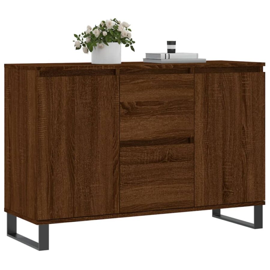 Dressoir 104x35x70 cm bewerkt hout bruin eikenkleur - Afbeelding 3