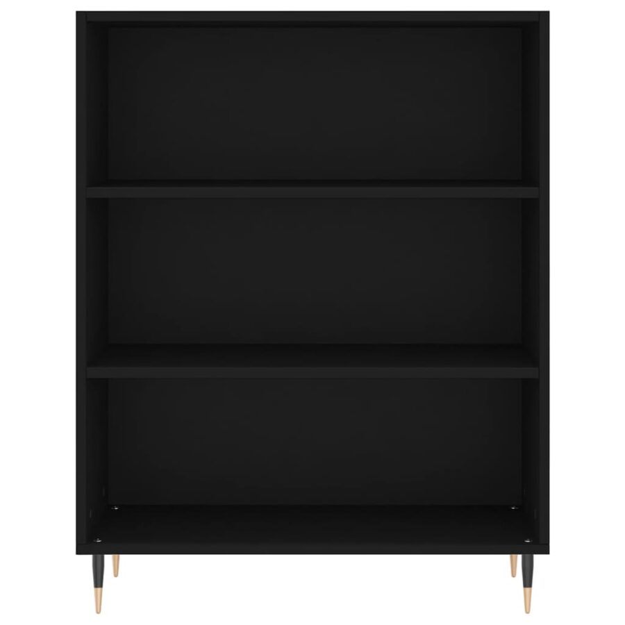 Hoge kast 69,5x32,5x180 cm bewerkt hout zwart - Afbeelding 5