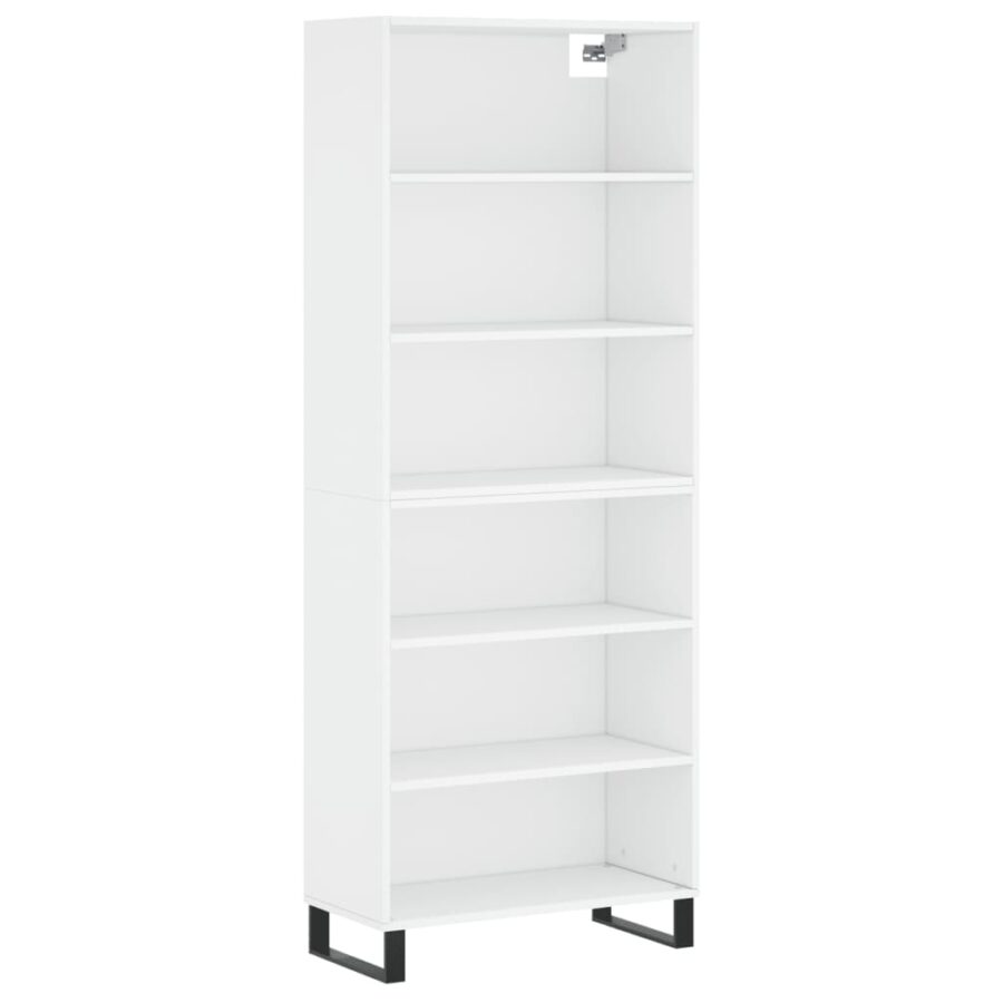 Hoge kast 69,5x32,5x180 cm bewerkt hout wit - Afbeelding 2