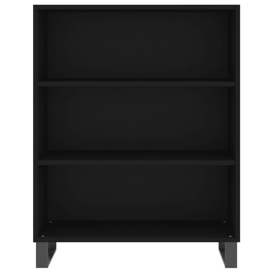 Hoge kast 69,5x32,5x180 cm bewerkt hout zwart - Afbeelding 5