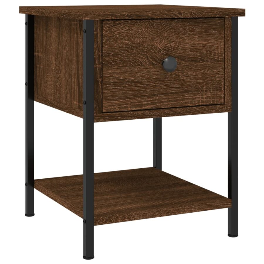 Nachtkastjes 2 st 34x35,5x45 cm bewerkt hout bruin eikenkleur - Afbeelding 3