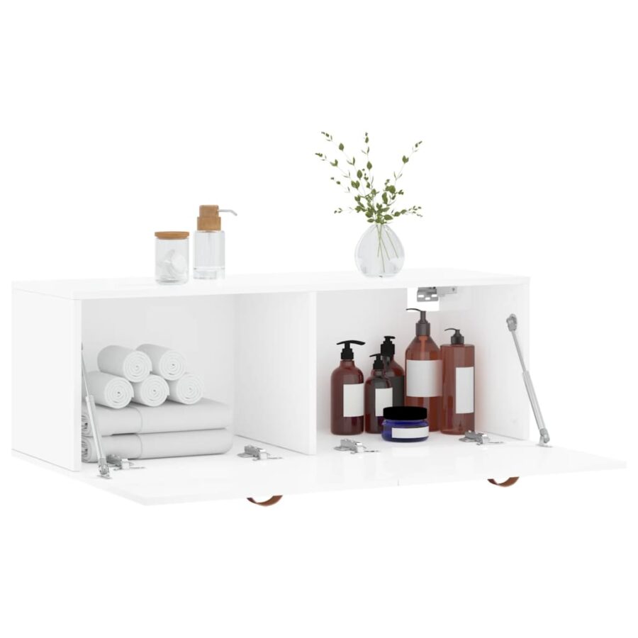 Wandkast 100x36,5x35 cm bewerkt hout hoogglans wit - Afbeelding 4