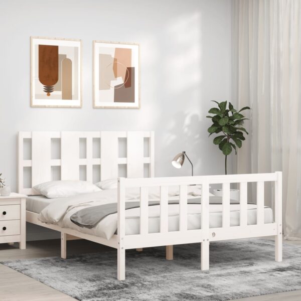 Bedframe zonder matras massief grenenhout wit 120x200 cm