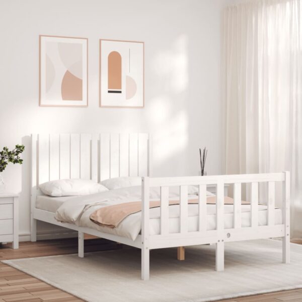 Bedframe zonder matras massief grenenhout wit 120x200 cm