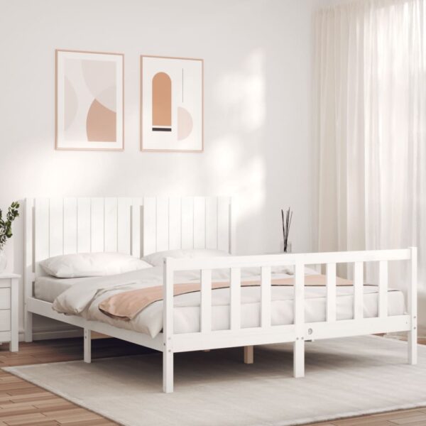 Bedframe zonder matras massief grenenhout wit 160x200 cm