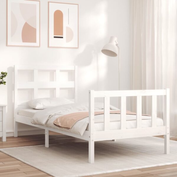 Bedframe zonder matras massief grenenhout wit 90x200 cm