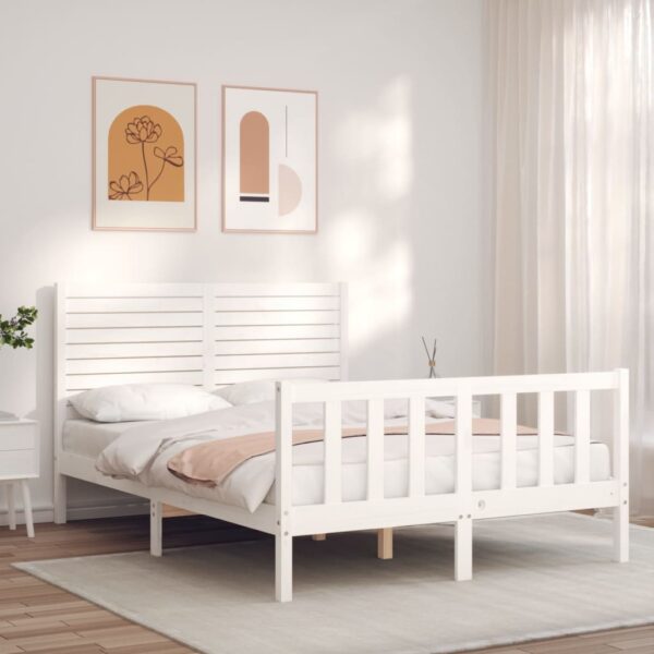 Bedframe zonder matras massief grenenhout wit 120x200 cm