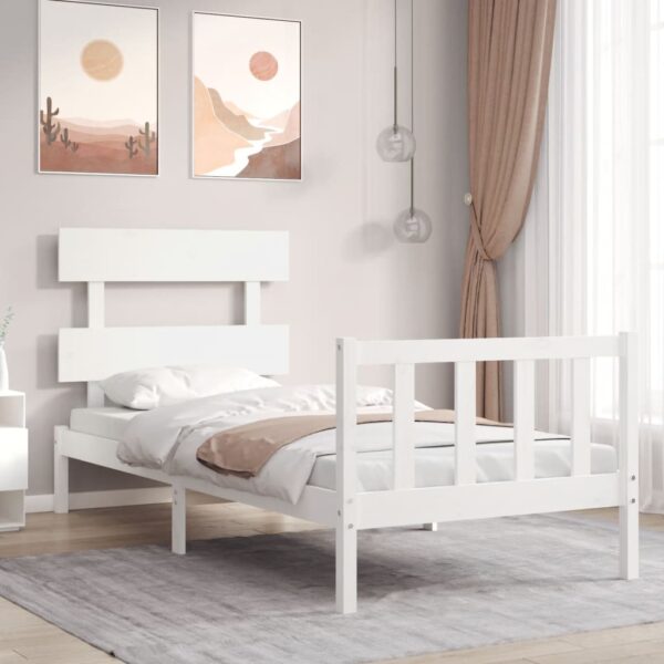 Bedframe zonder matras massief grenenhout wit 90x200 cm
