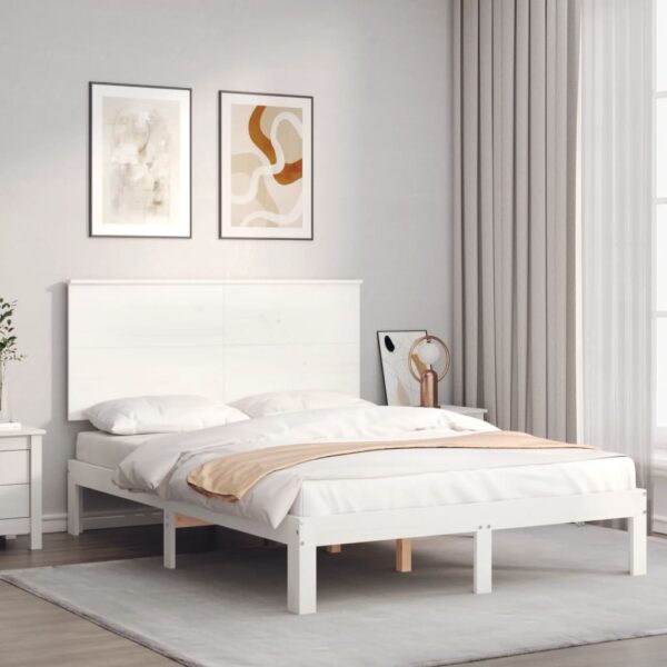 Bedframe zonder matras massief grenenhout wit 120x200 cm