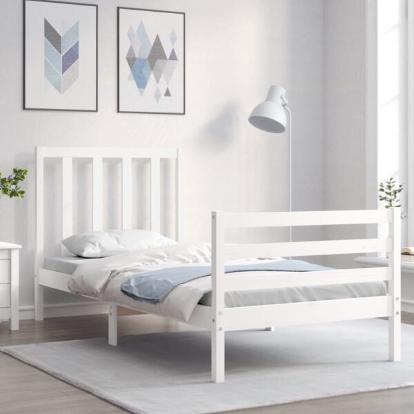 Bedframe zonder matras massief grenenhout wit 90x200 cm