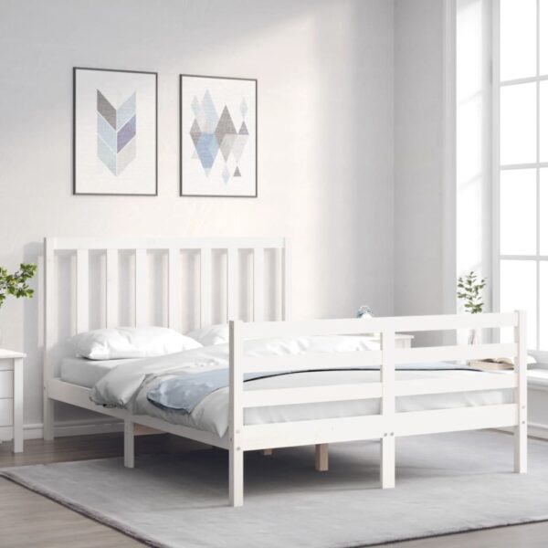 Bedframe zonder matras massief grenenhout wit 120x200 cm