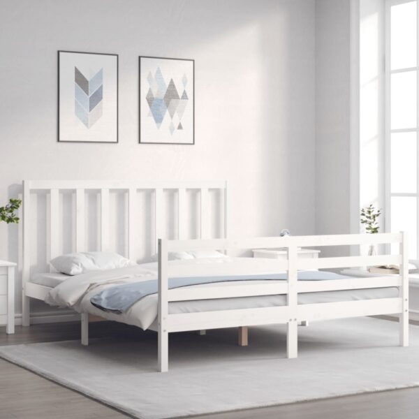 Bedframe zonder matras massief grenenhout wit 160x200 cm