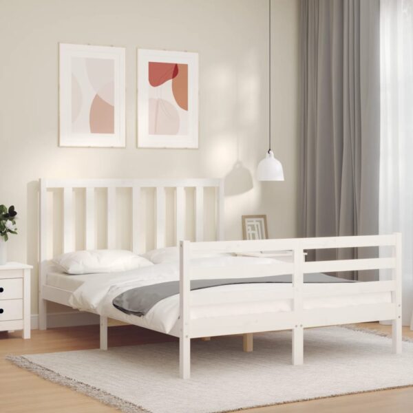 Bedframe zonder matras massief grenenhout wit 120x200 cm