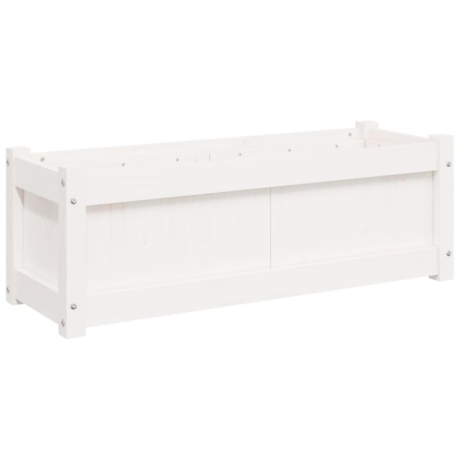Plantenbak 90x31x31 cm massief grenenhout wit - Afbeelding 7