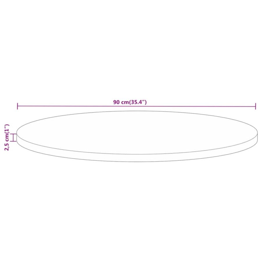 Tafelblad rond Ø 90x2,5 cm massief ruw mangohout - Afbeelding 8