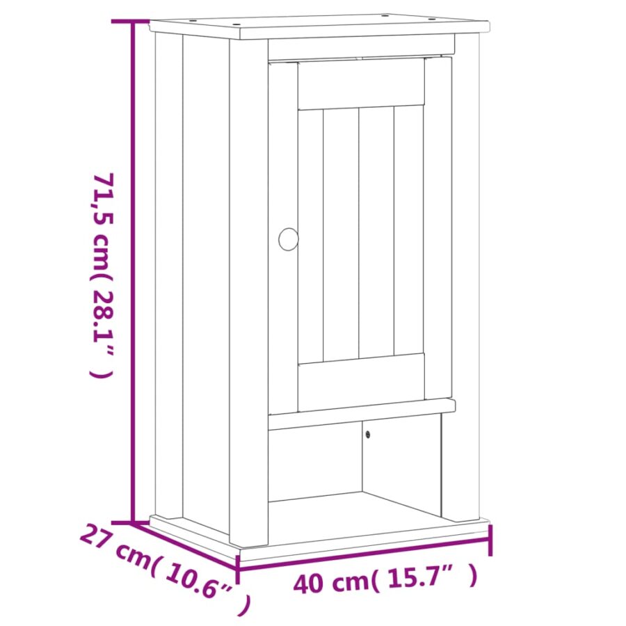 Badkamerkast BERG 40x27x71,5 cm massief grenenhout wit - Afbeelding 8