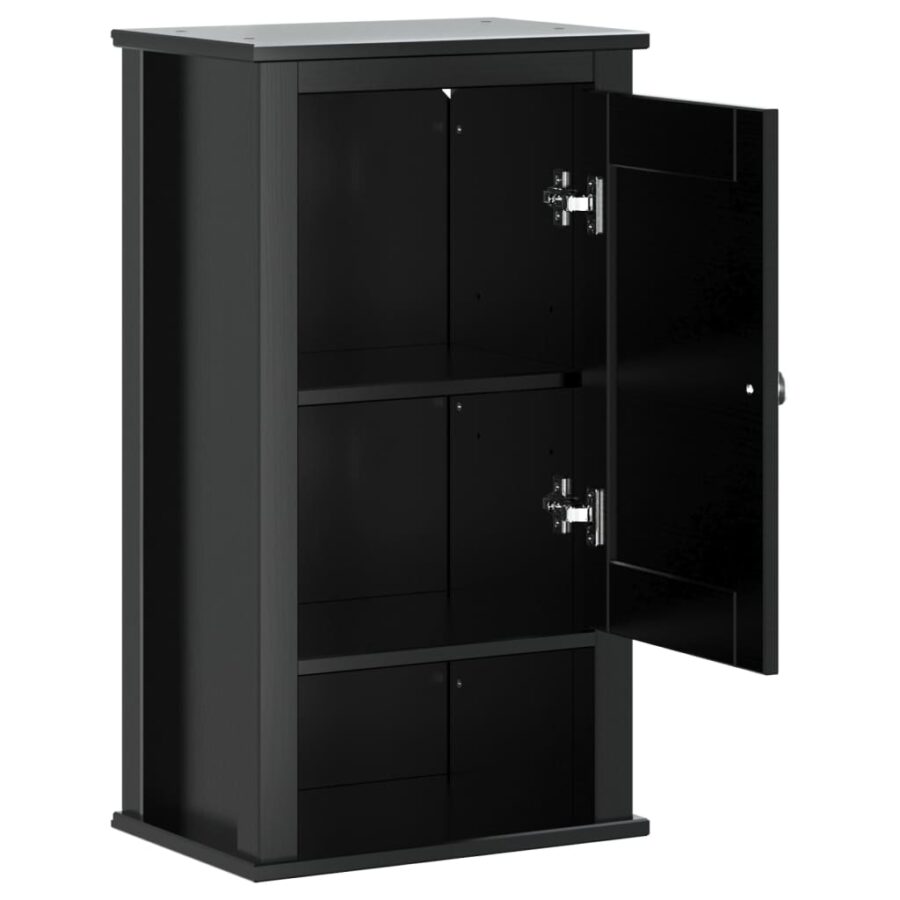 Badkamerkast BERG 40x27x71,5 cm massief grenenhout zwart - Afbeelding 4