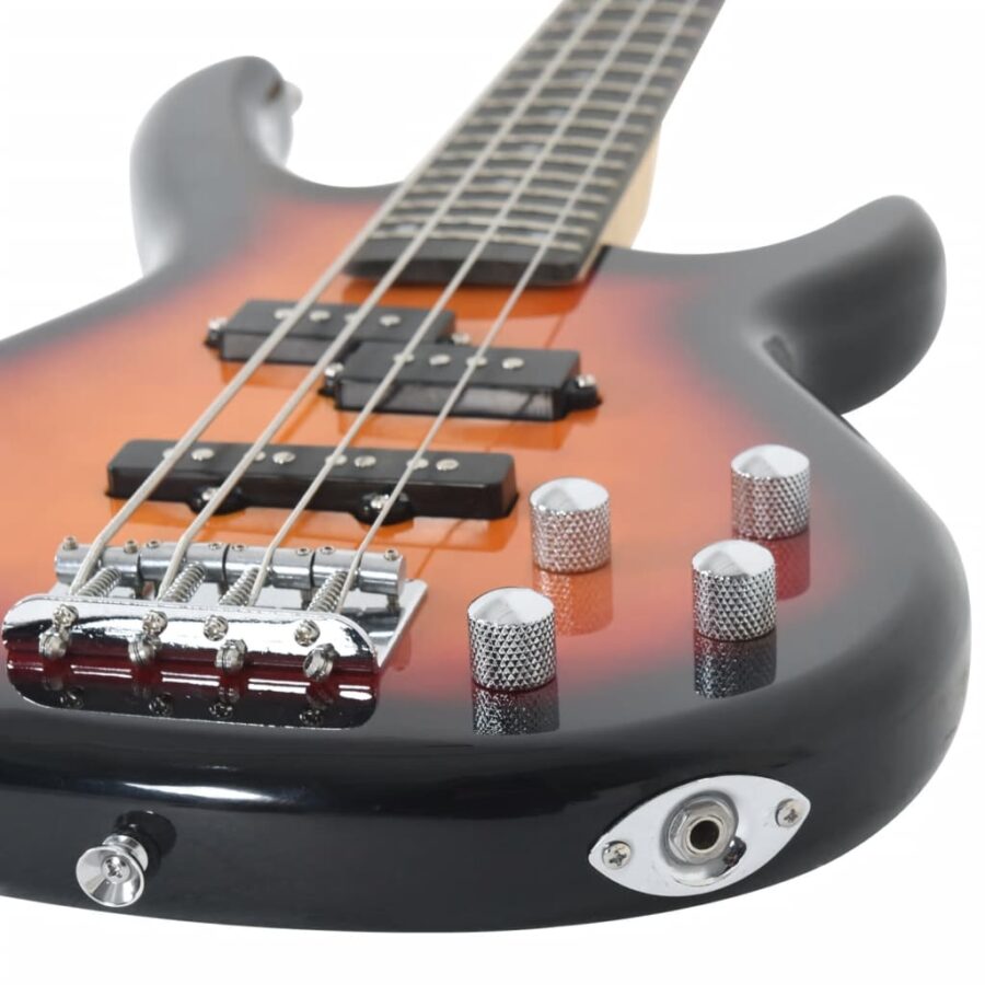 Basgitaar voor beginners elektrisch met tas 4/4 46" bruin zwart - Afbeelding 7