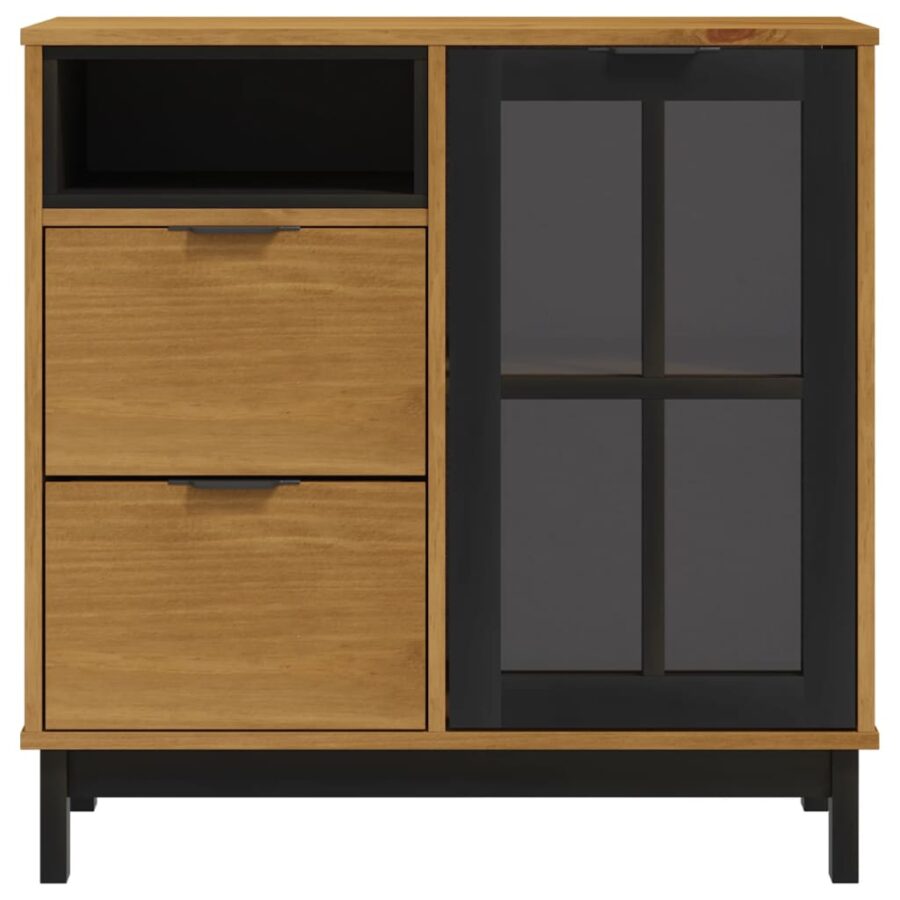 Dressoir met glazen deuren FLAM 80x40x80 cm massief grenenhout - Afbeelding 5