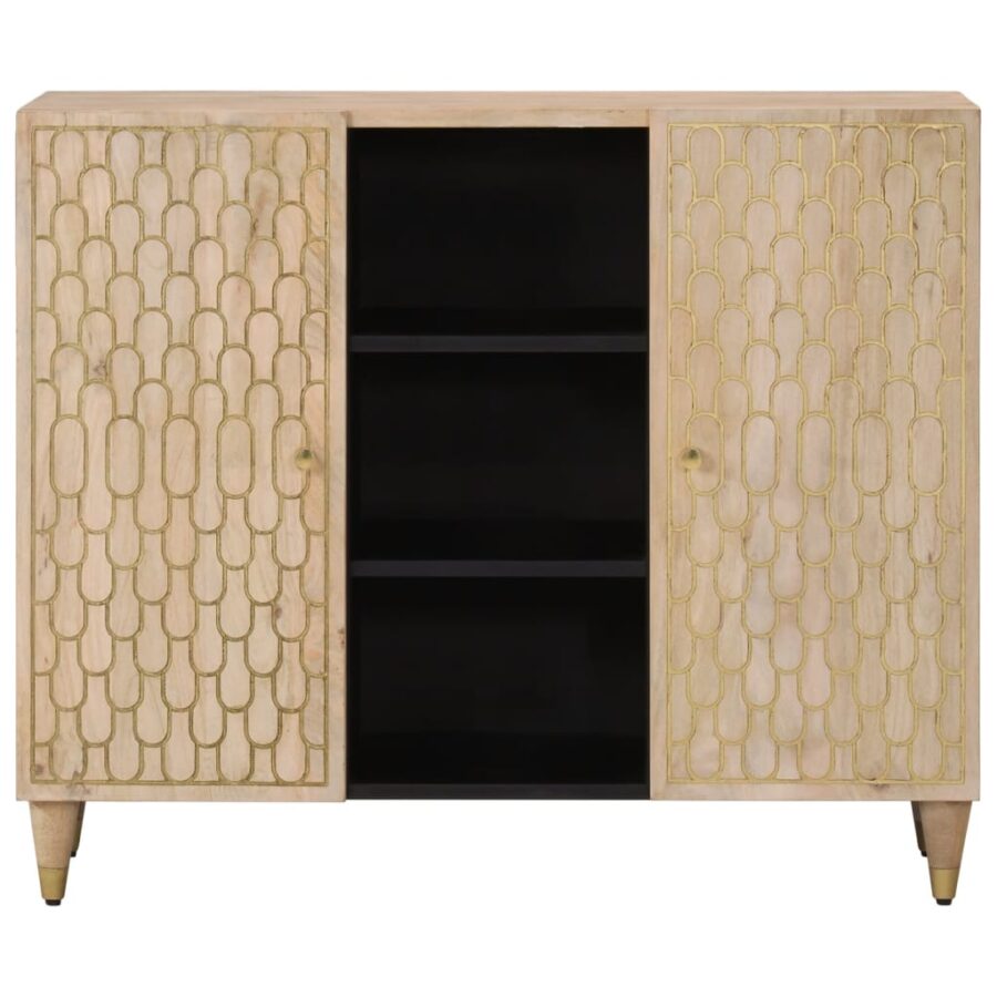 Bijzetkast 90x33x75 cm massief mangohout - Afbeelding 3