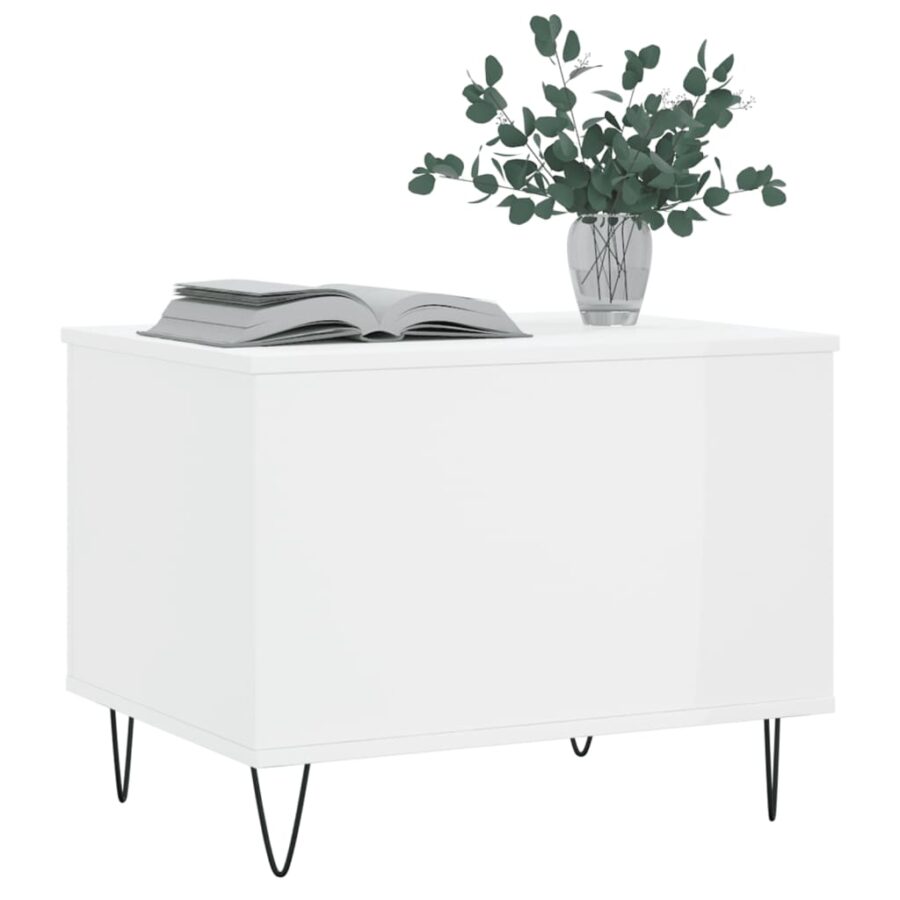 Salontafel 60x44,5x45 cm bewerkt hout hoogglans wit - Afbeelding 4