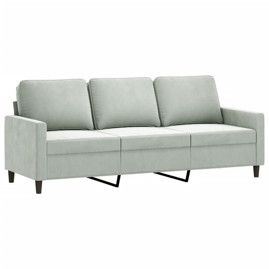 Driezitsbank 180 cm fluweel lichtgrijs - Afbeelding 2