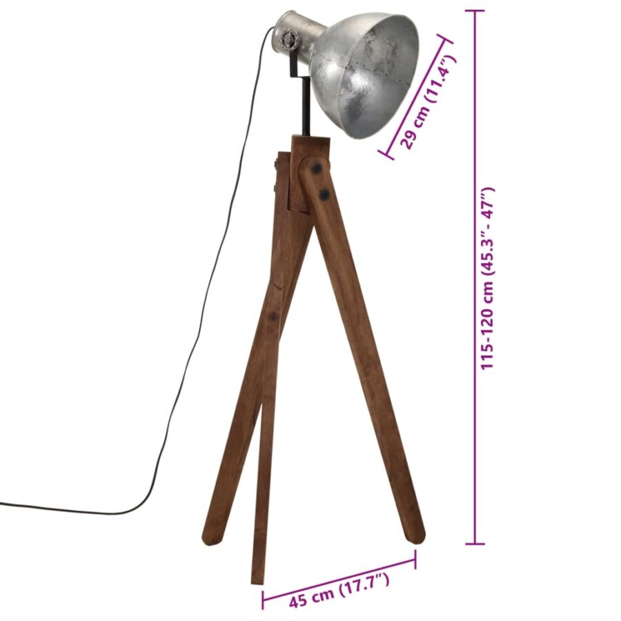 Vloerlamp 25 W E27 45x45x120 cm vintage zilverkleurig - Afbeelding 11