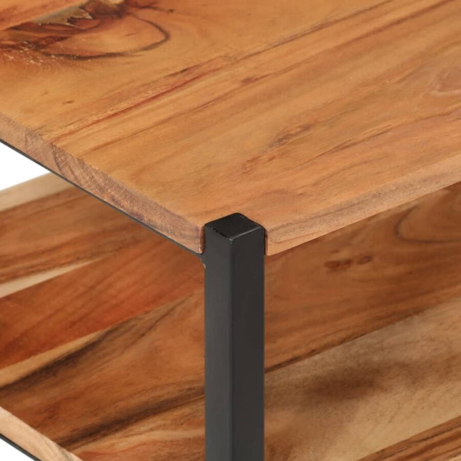 Bijzettafel 35x35x45 cm massief acaciahout en ijzer - Afbeelding 3