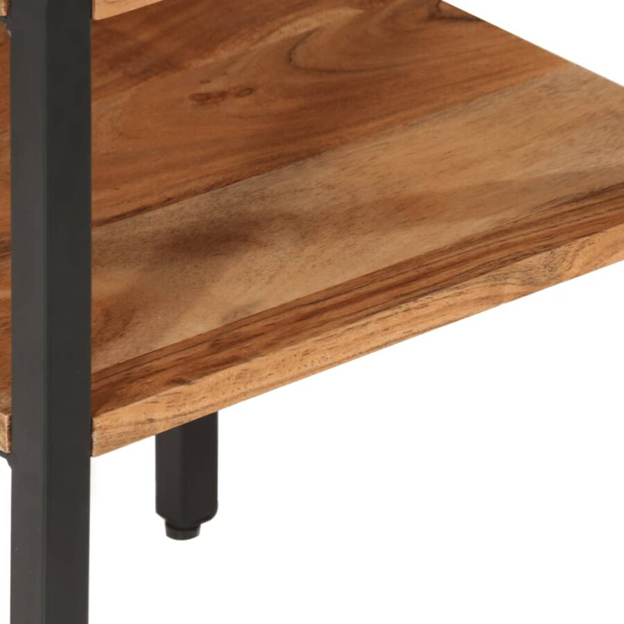 Bijzettafel 35x35x45 cm massief acaciahout en ijzer - Afbeelding 4