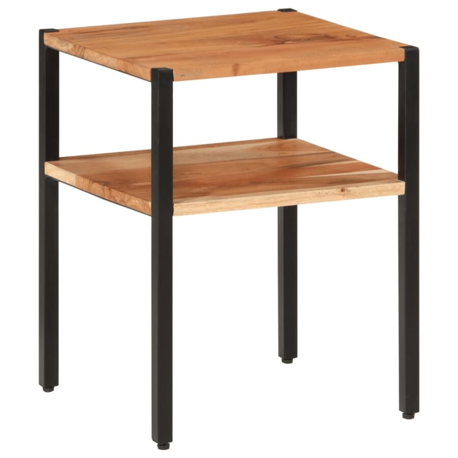 Bijzettafel 35x35x45 cm massief acaciahout en ijzer - Afbeelding 9