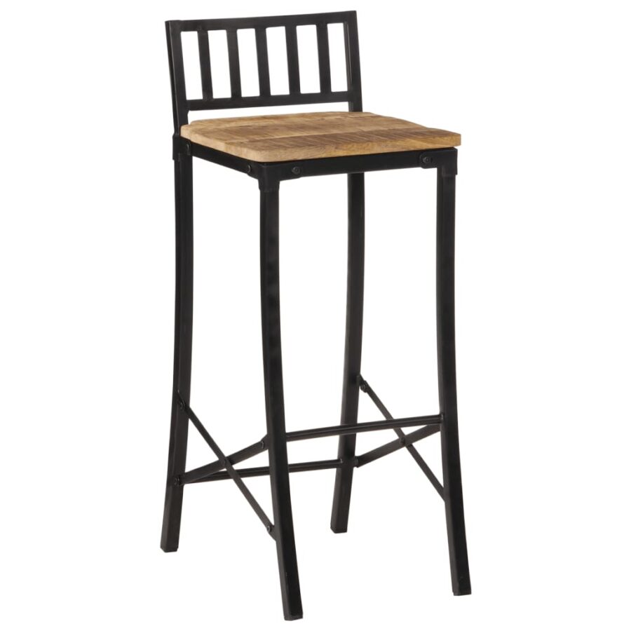 Barstoelen 2 st massief ruw mangohout - Afbeelding 4