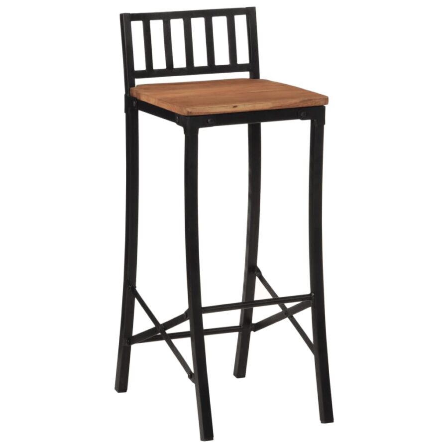 Barstoelen 2 st massief acaciahout - Afbeelding 4