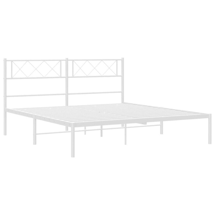 Bedframe met hoofdbord metaal wit 140x200 cm - Afbeelding 4